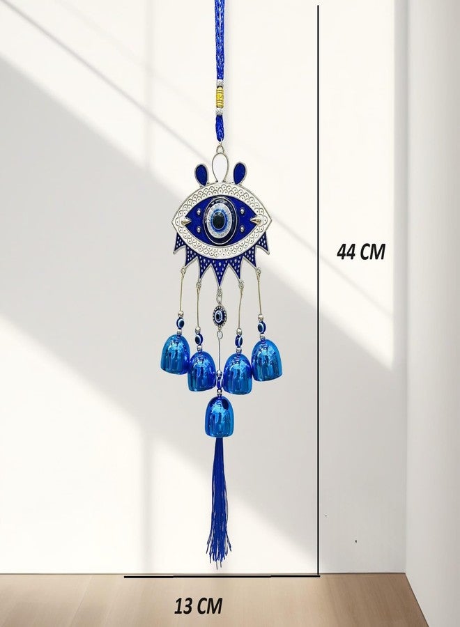 Ryme Feng Shui Evil Eye Wind Chimes - Pack of 2 with 5 Bells | Main Door, Balcony & Wall Hanging for Positive Energy, Good Vibes & Negative Energy Removal - Image 2